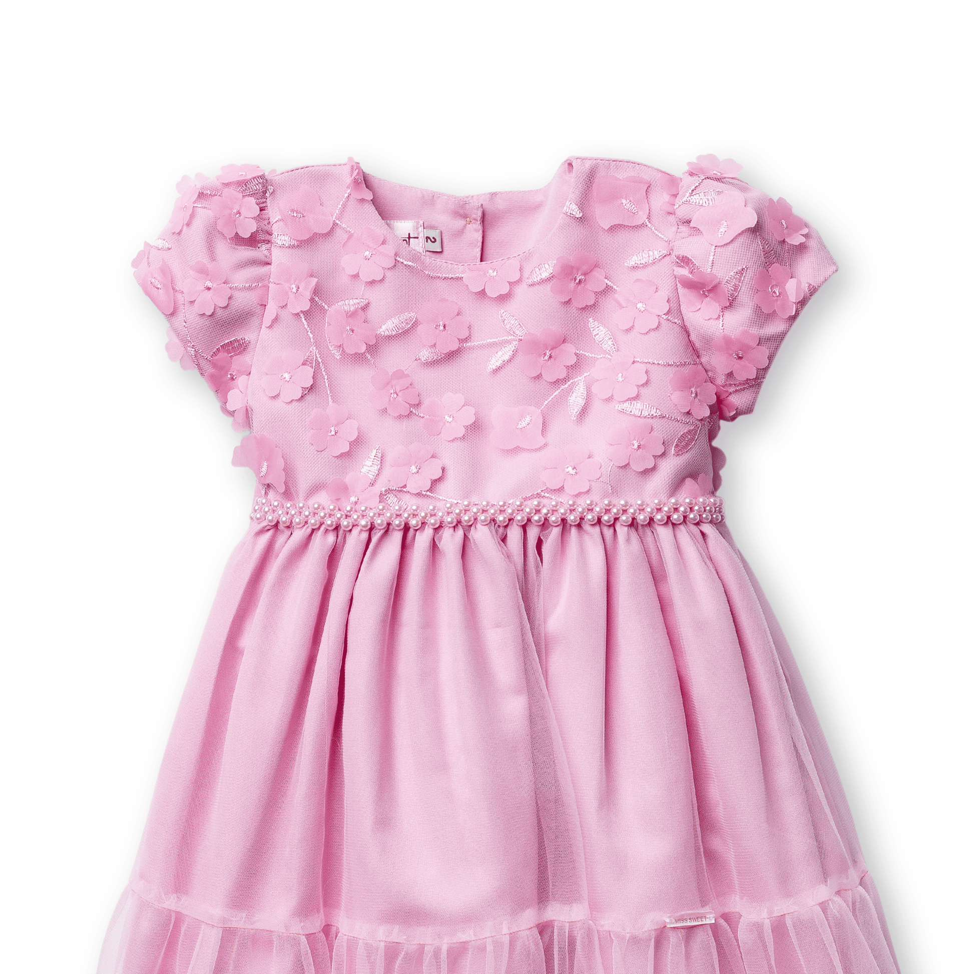 Vestido Fleur Menina Festa Luxo Tule Flores 3D Pérolas