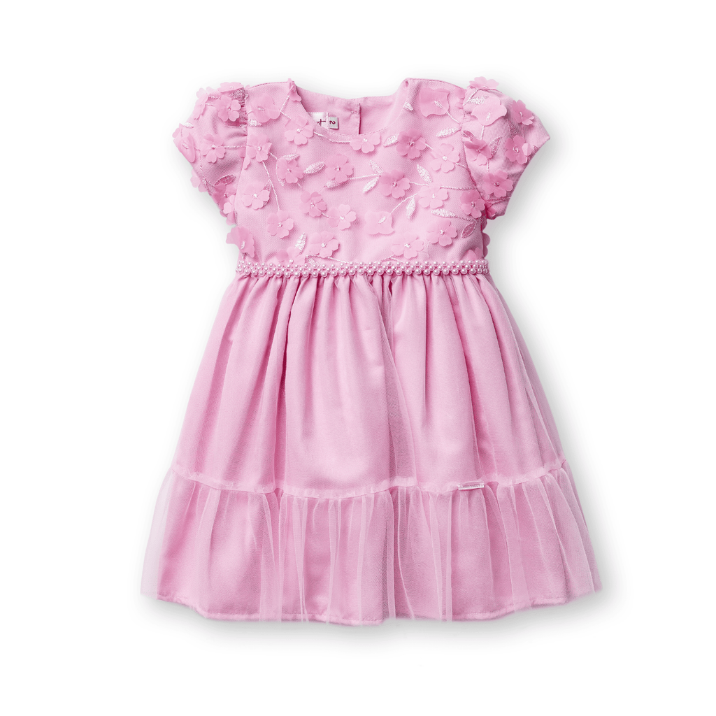 Vestido Fleur Menina Festa Luxo Tule Flores 3D Pérolas