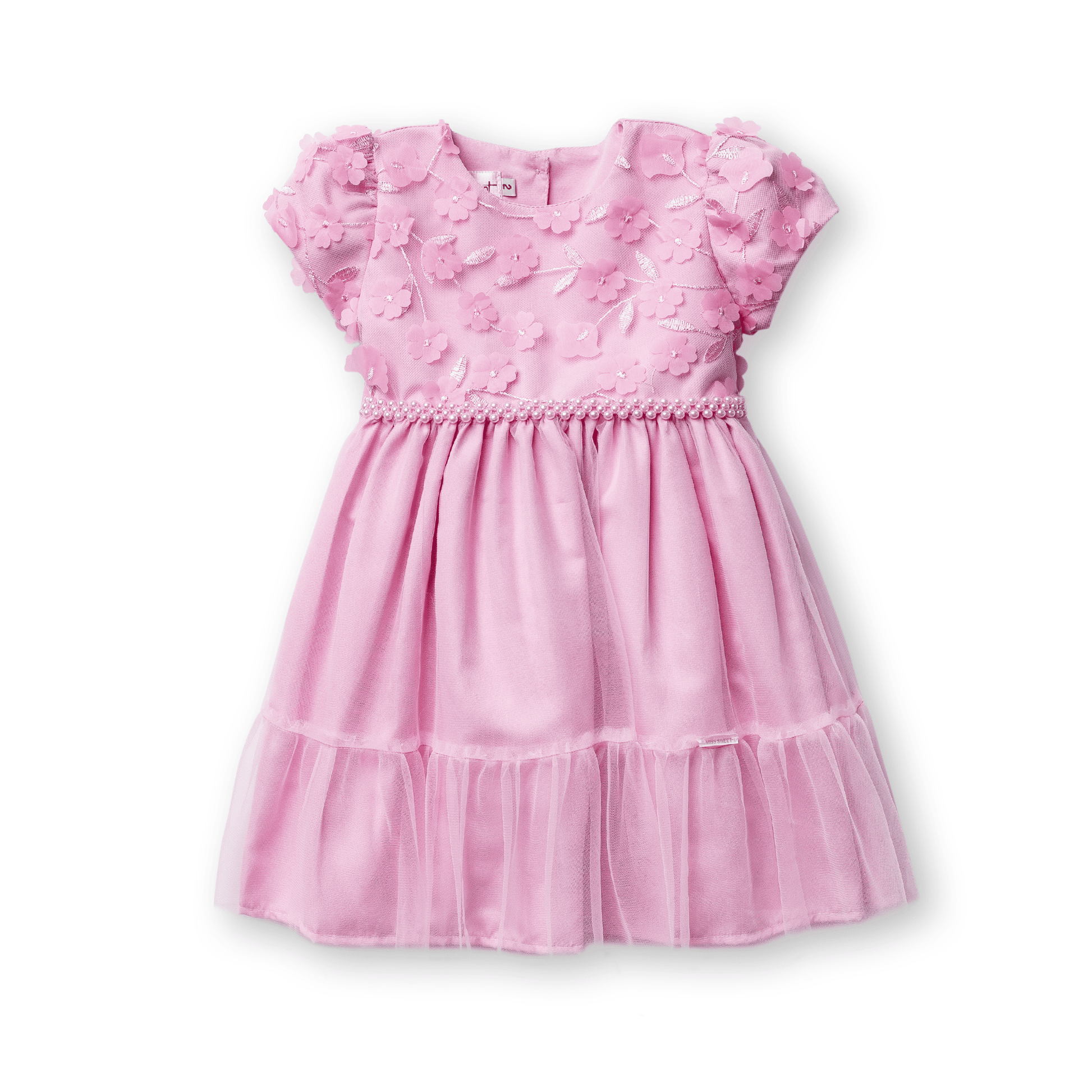 Vestido Fleur Menina Festa Luxo Tule Flores 3D Pérolas