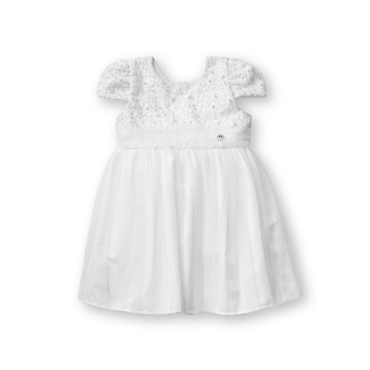 Vestido Guipir Douce Menina Festa Luxo Tule Pérolas Bordado