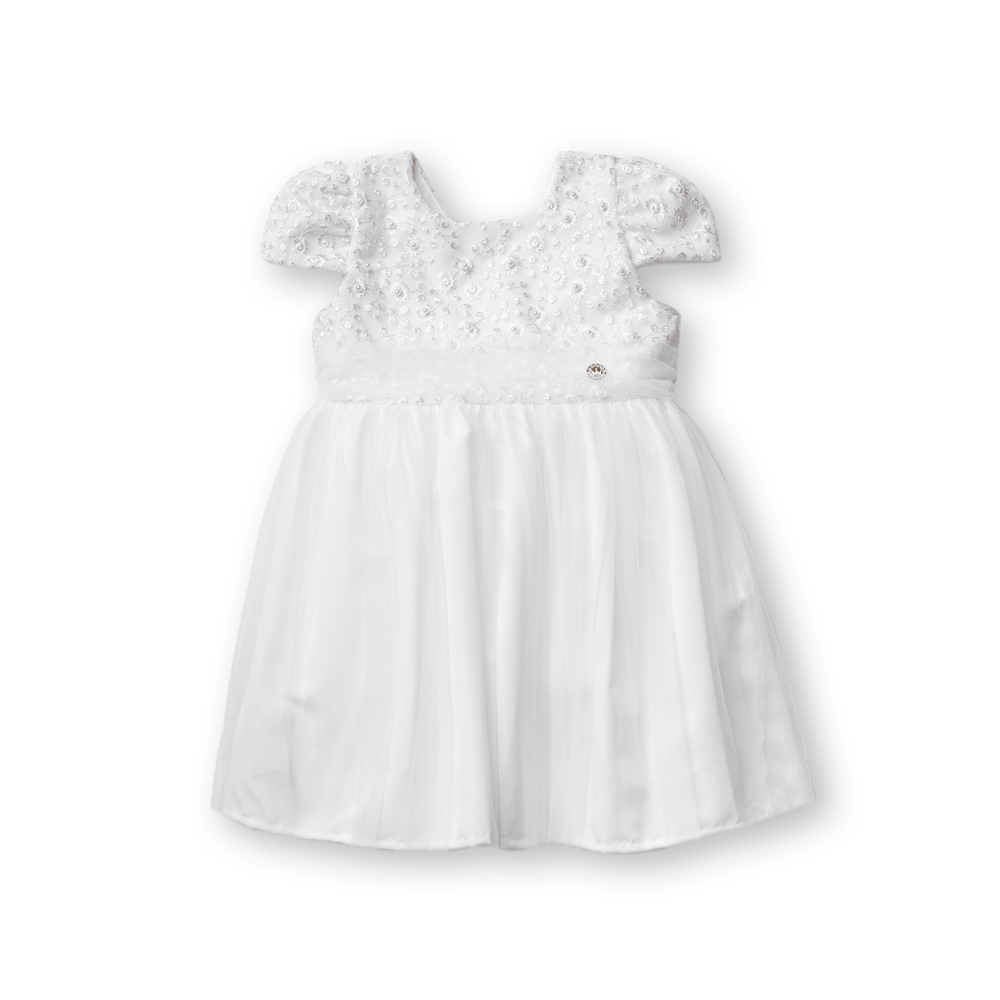 Vestido Guipir Douce Menina Festa Luxo Tule Pérolas Bordado