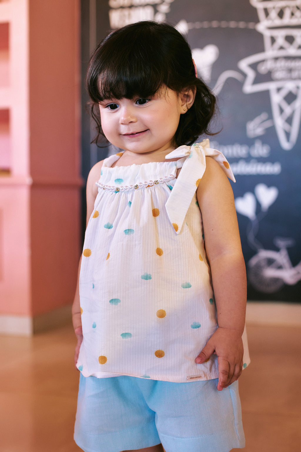 Conjunto Menina Verão Bata Estampada e Short Algodão