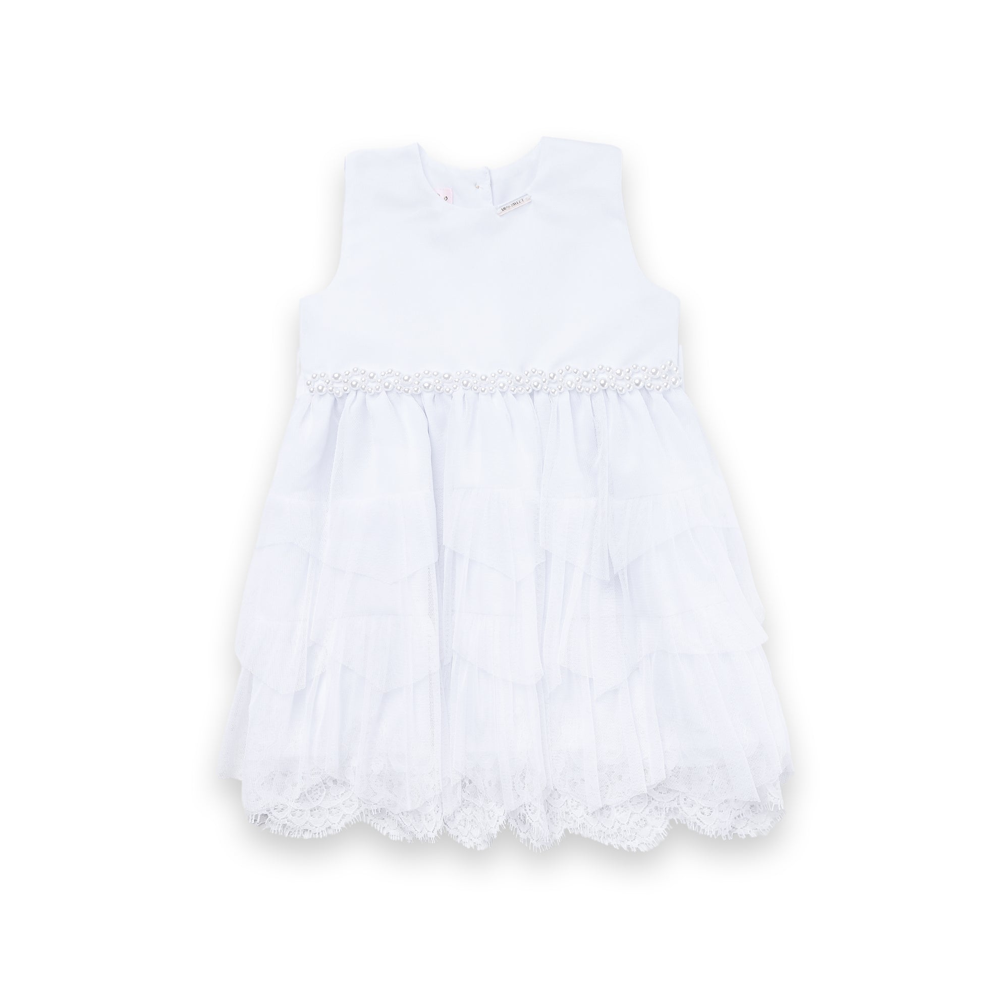 Vestido Bebê Batizado Festa Tule Tutu Pérolas Luxo