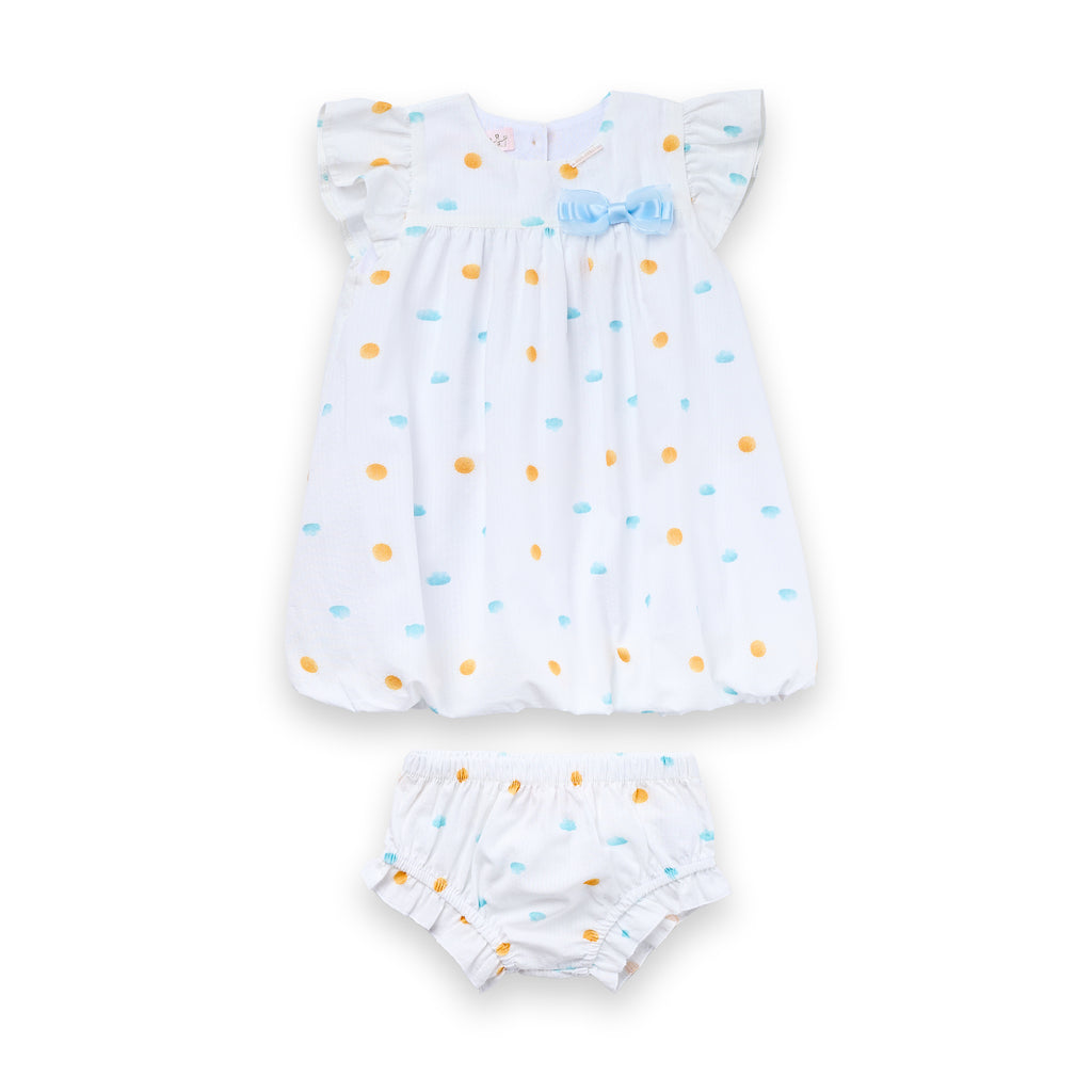 Vestido Bebê Balonê Algodão Estampado Com Calcinha