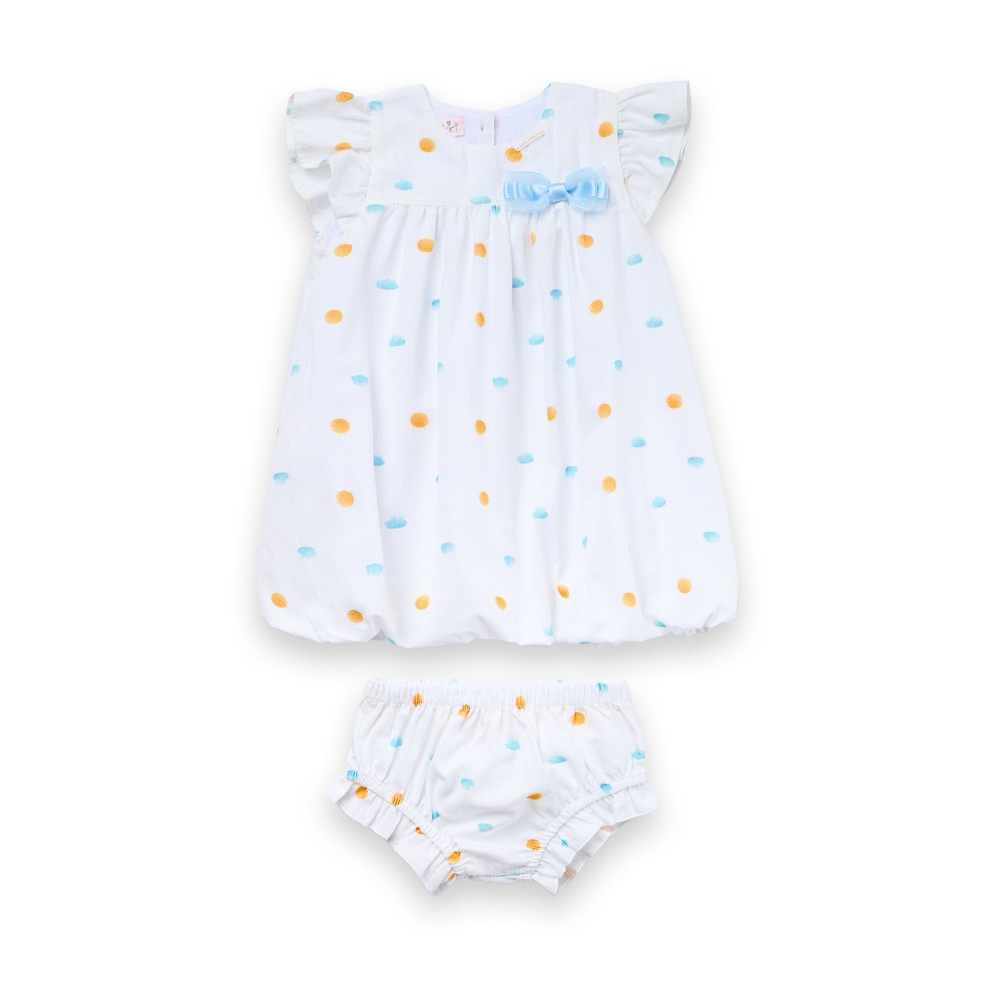 Vestido Bebê Balonê Algodão Estampado Com Calcinha