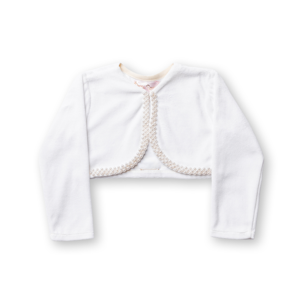 Bolero Infantil Menina Plush Festa Pérolas Bordado Mão Inverno