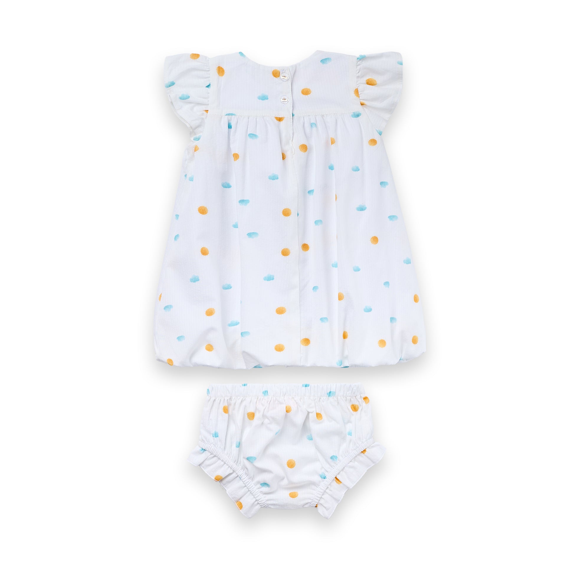 Vestido Bebê Balonê Algodão Estampado Com Calcinha