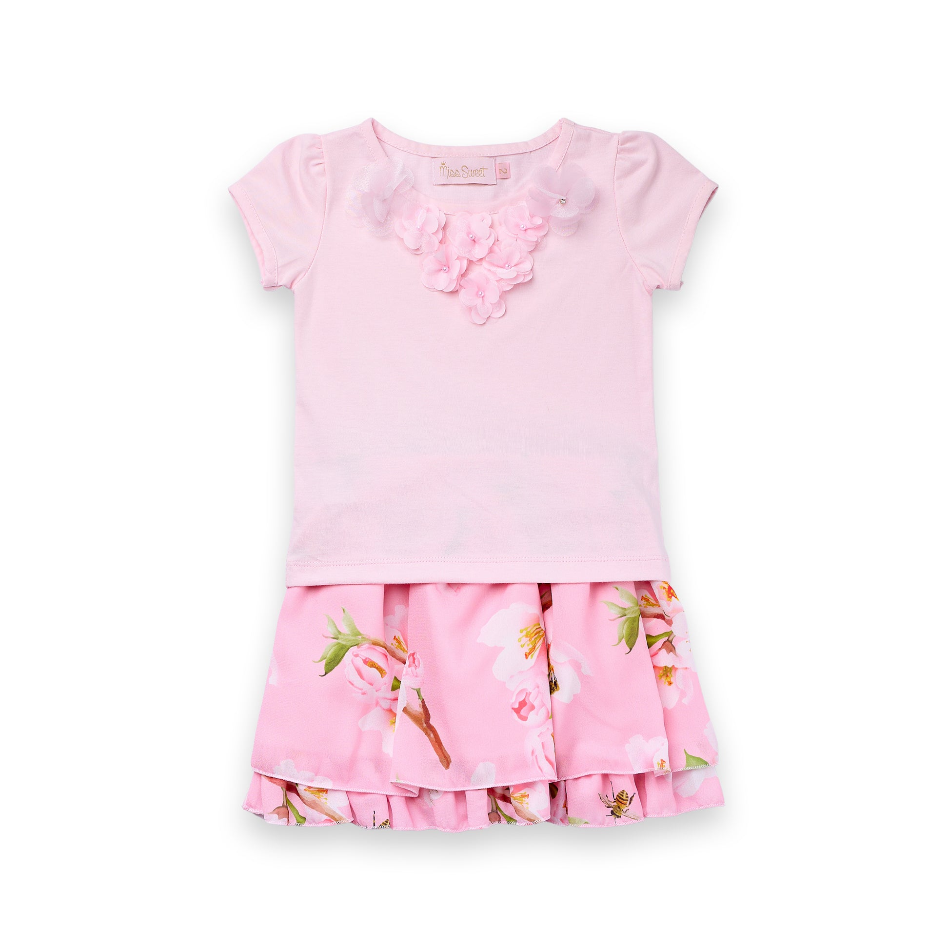 Conjunto Menina Blusa Bordada e Saia Babados Festa