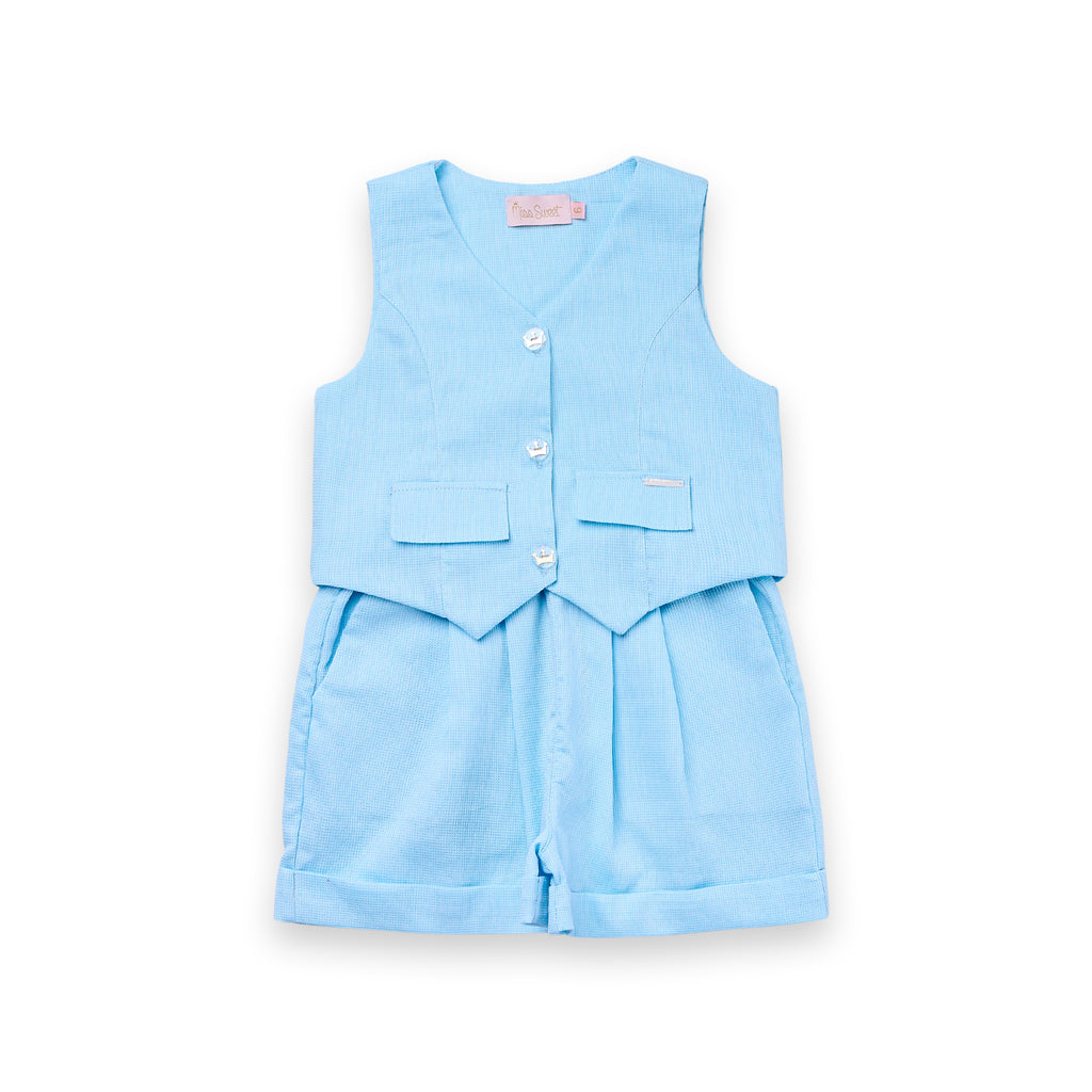 Conjunto Alfaiataria Infantil Colete e Short Algodão