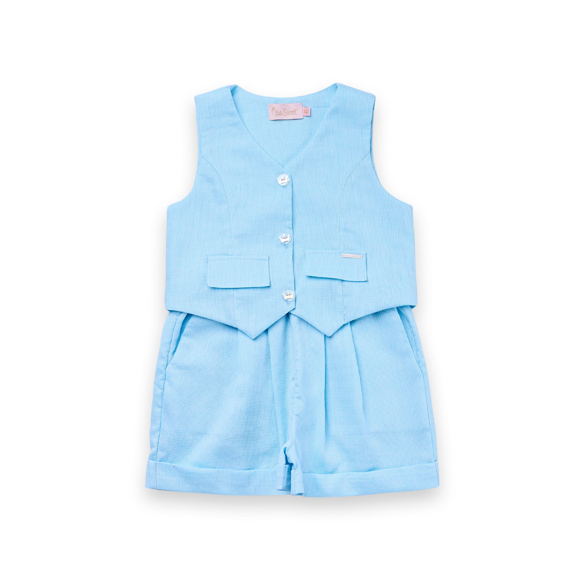 Conjunto Alfaiataria Infantil Colete e Short Algodão