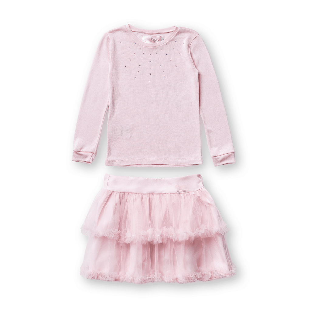 Conjunto Menina Festa Blusa Tricot e Saia Tule Tutu