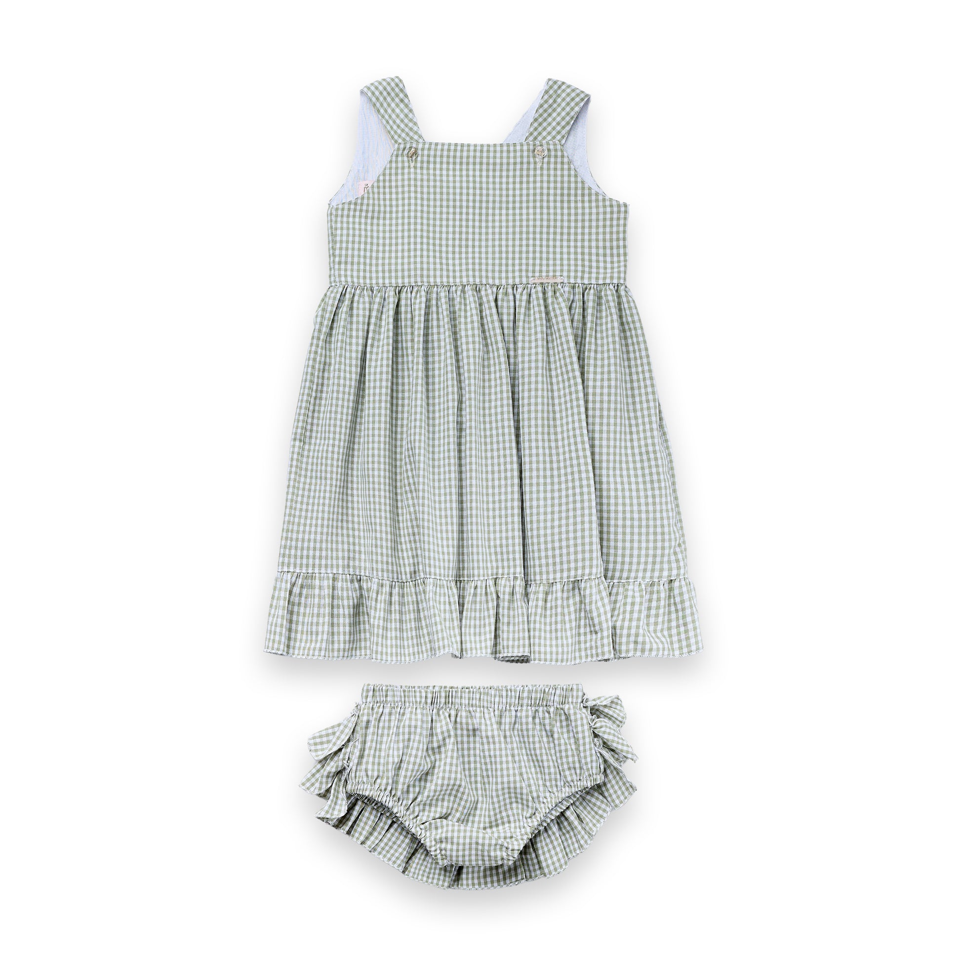 Vestido Bebê Xadrez 100% Algodão Com Calcinha Festa