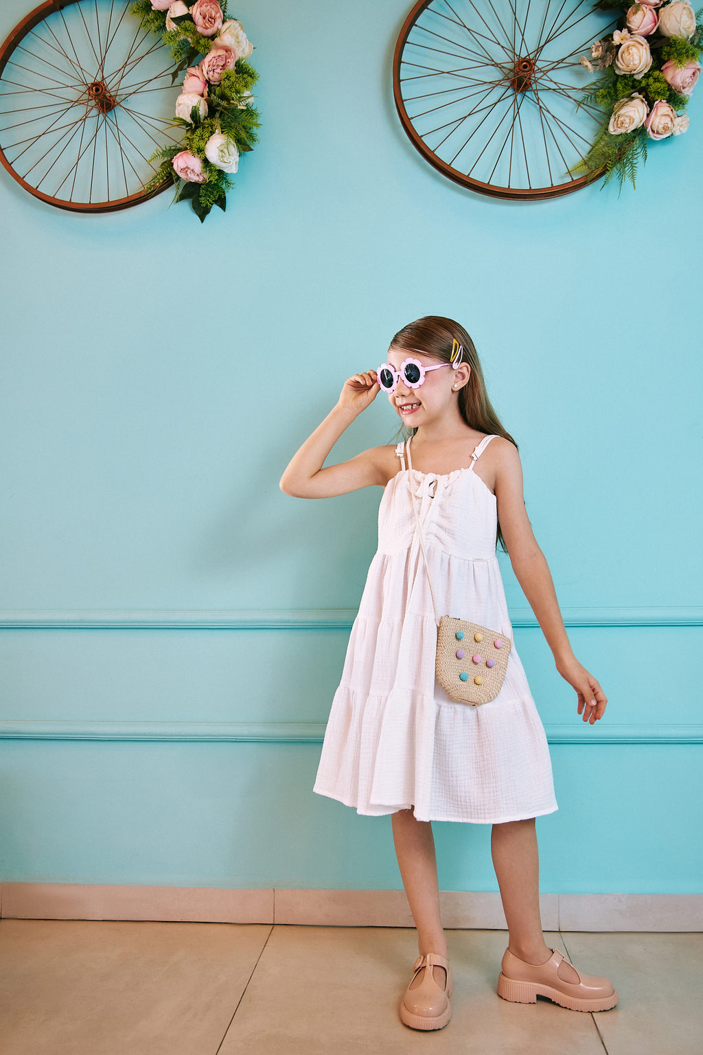 Vestido Menina Gaze Algodão Saia Marias Boho Luxo