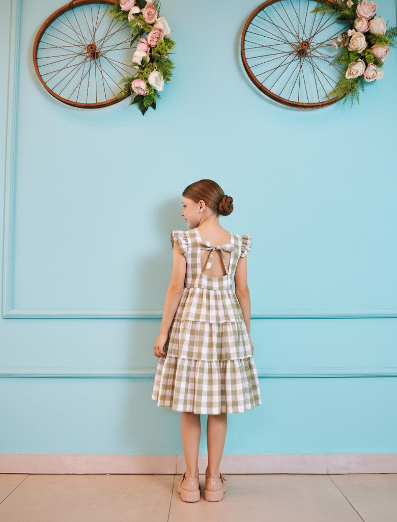 Vestido Sweet Vichy Menina Xadrez 100% Algodão Festa Babados