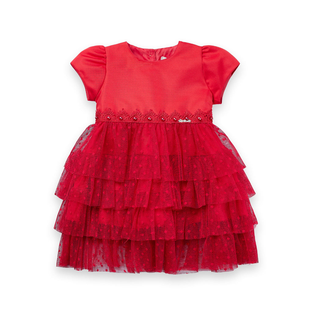 Vestido Poá Sweet Bebê Festa Luxo Tule Guipir Pérolas