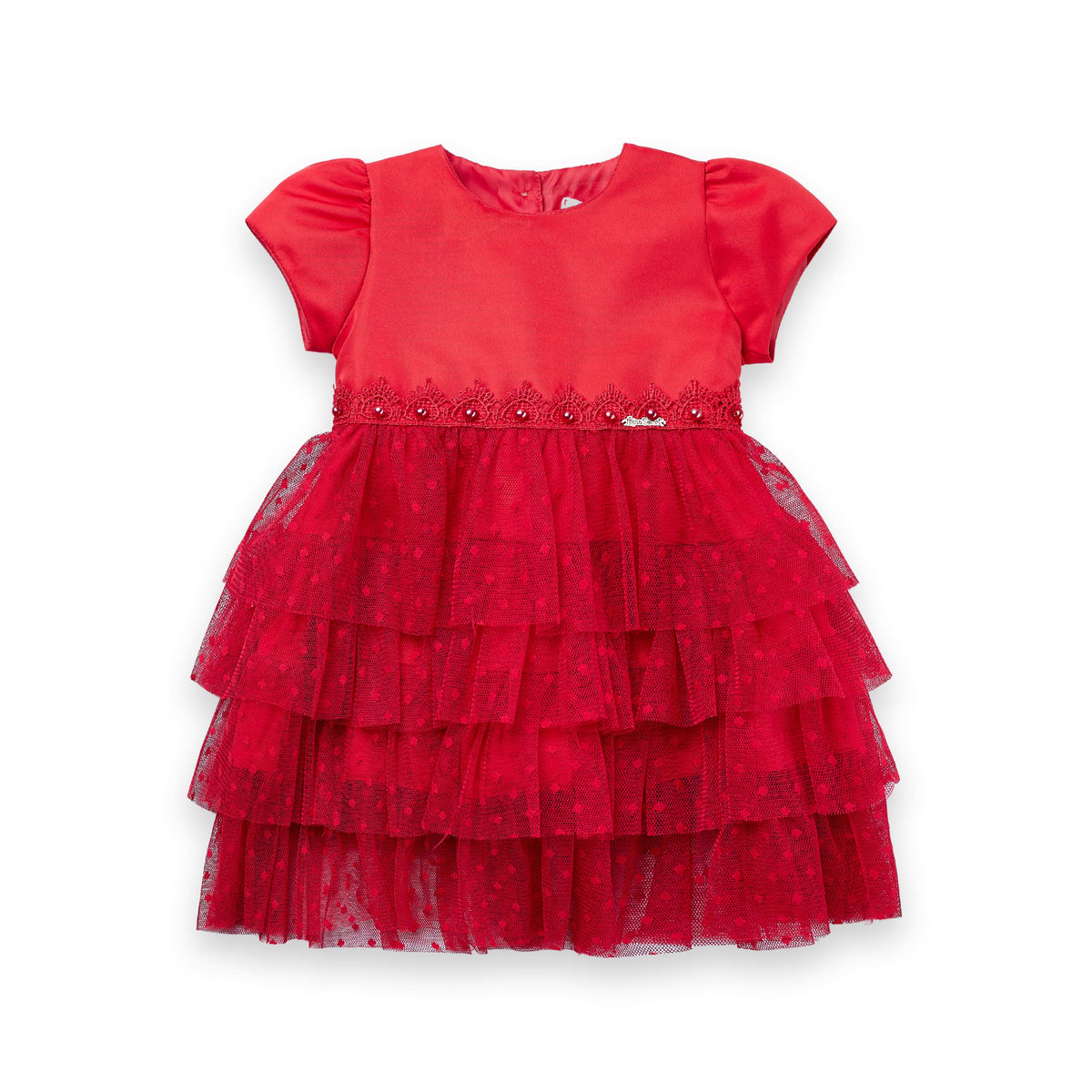 Vestido Poá Sweet Bebê Festa Luxo Tule Guipir Pérolas