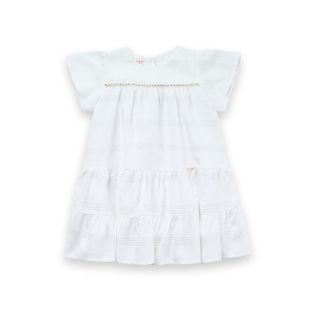 Vestido Bata Bebê Festa Miss Sun Viscose Lurex Strass