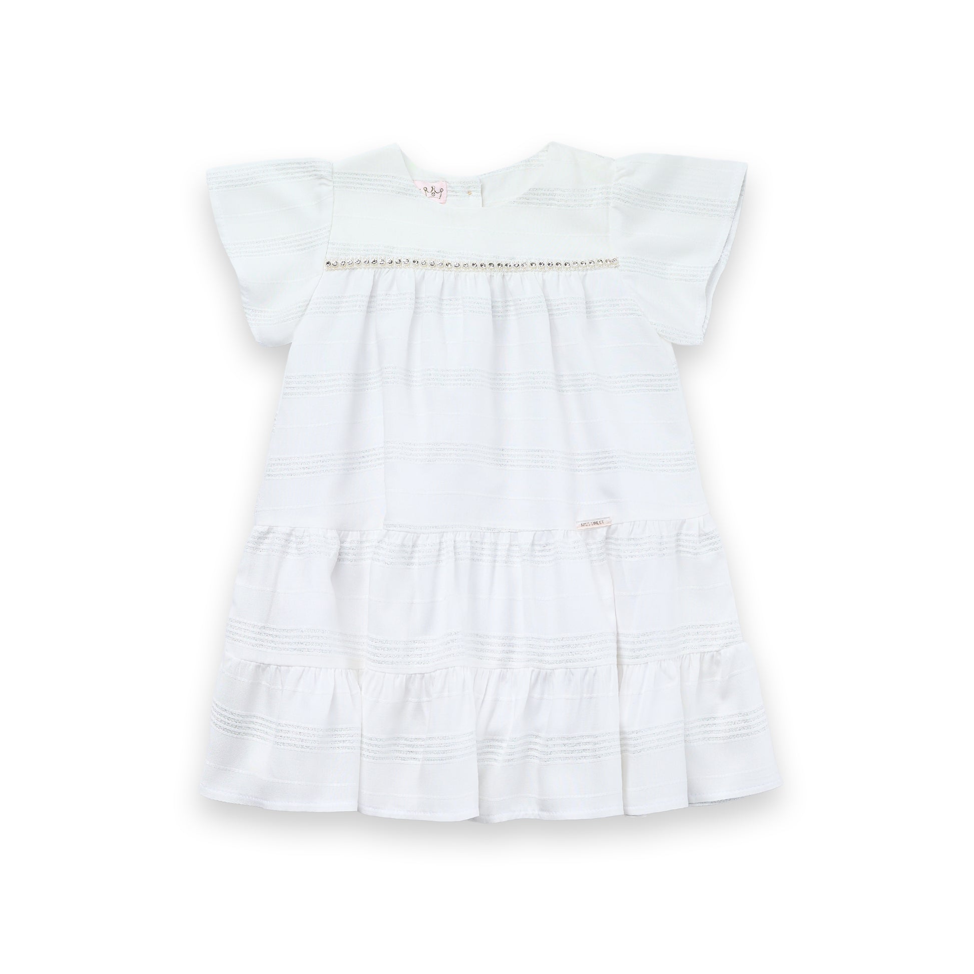 Vestido Bata Bebê Festa Miss Sun Viscose Lurex Strass