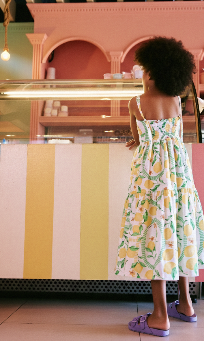 Vestido Menina Festa Midi 100% Algodão Lemon Kids Luxo