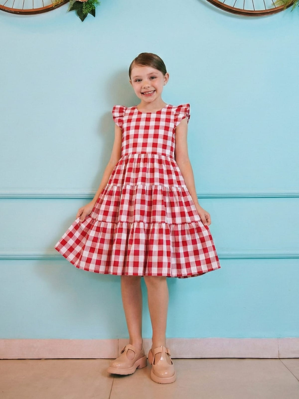 Vestido Sweet Vichy Menina Xadrez 100% Algodão Festa Babados