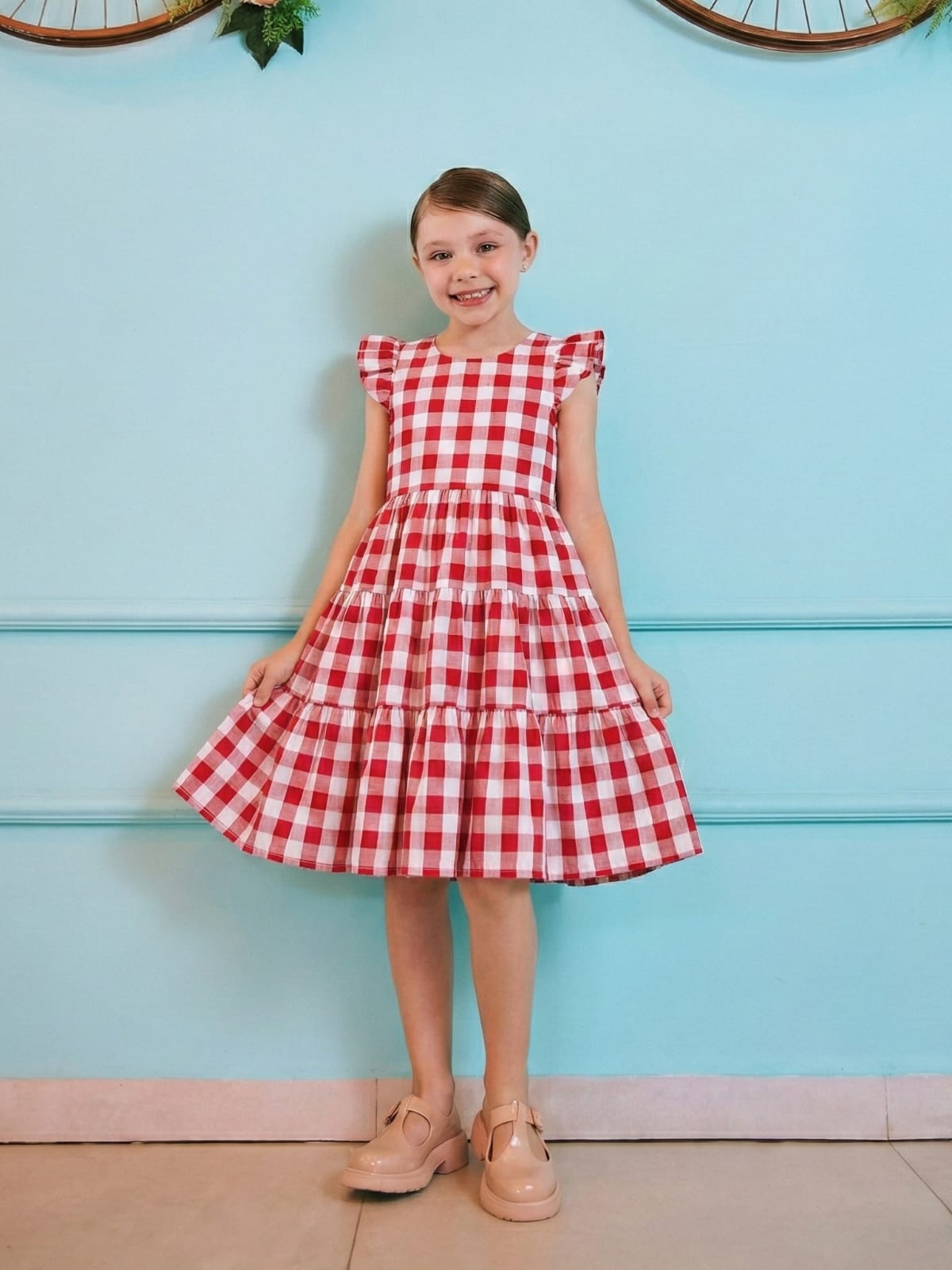 Vestido Sweet Vichy Menina Xadrez 100% Algodão Festa Babados