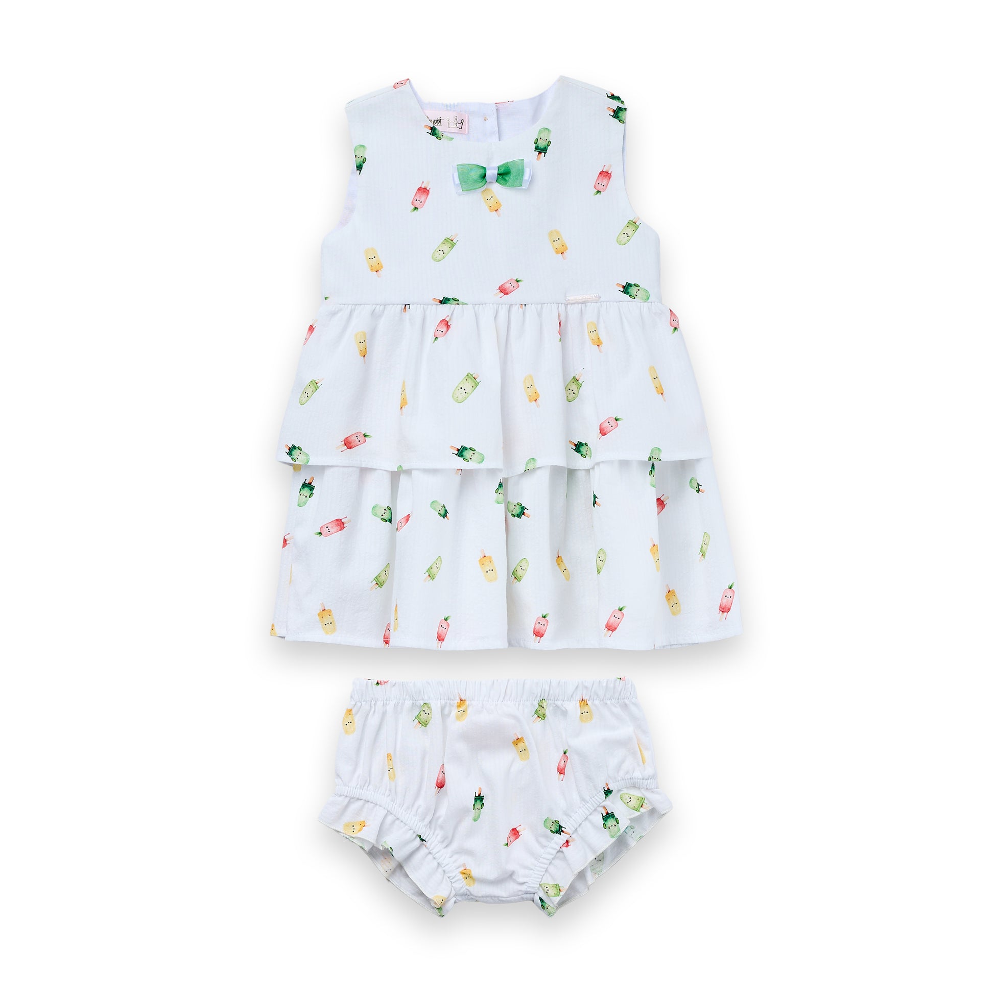 Vestido Bebê Picolé Sweet 100% Algodão Com Calcinha