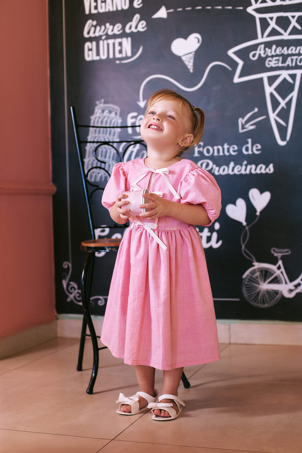 Vestido Boho Laços Menina Algodão Ana Ruga Festa