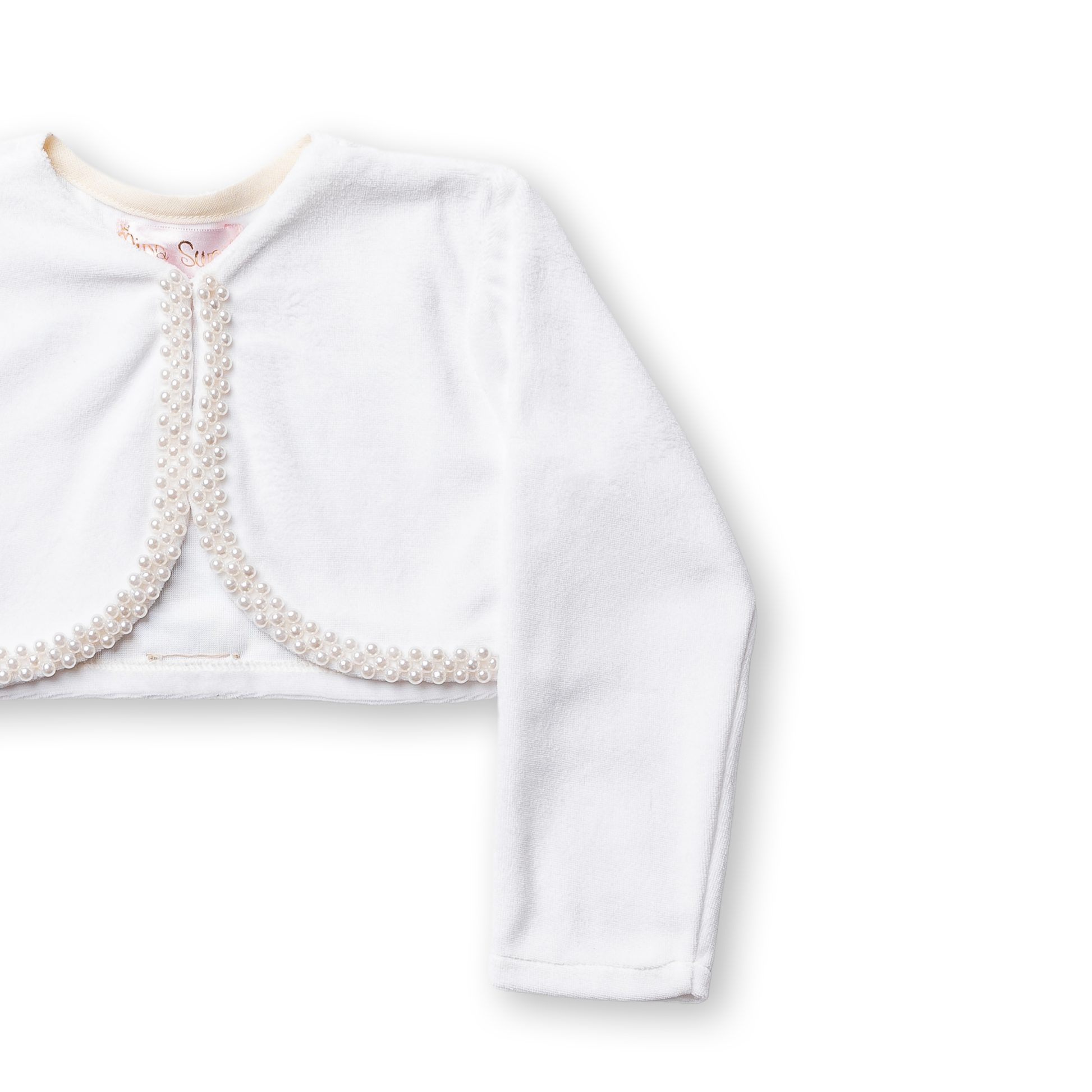 Bolero Infantil Menina Plush Festa Pérolas Bordado Mão Inverno