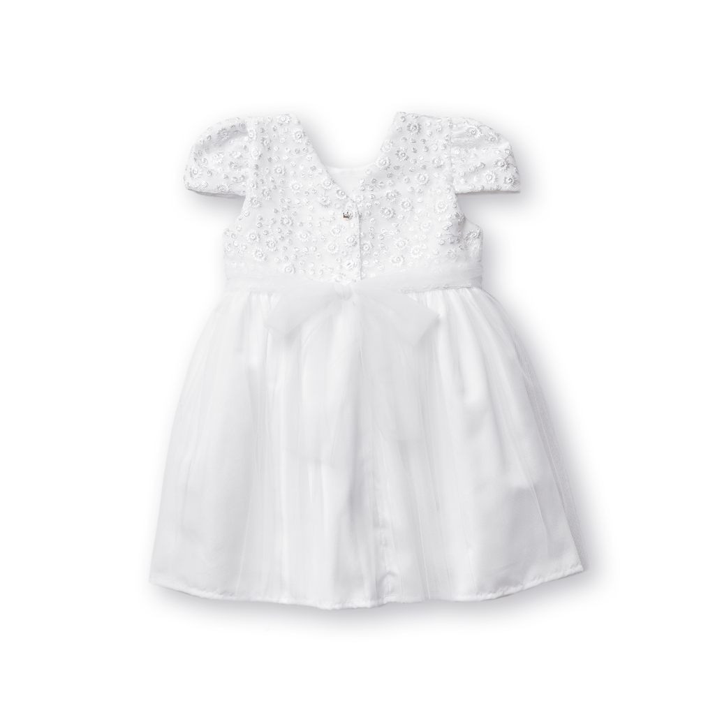 Vestido Guipir Douce Menina Festa Luxo Tule Pérolas Bordado