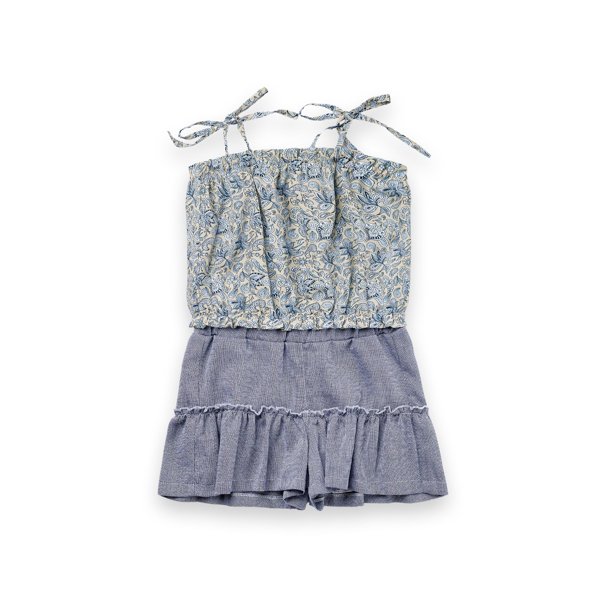 Conjunto Menina Bata Alça Estampada e Short Saia