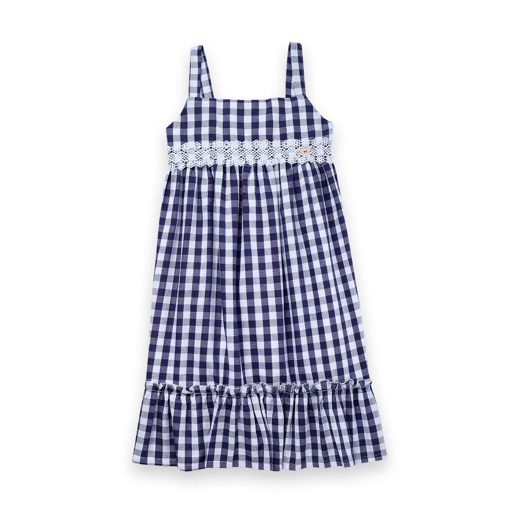 Vestido Infantil Vichy Xadrez 100% Algodão Babados Luxo