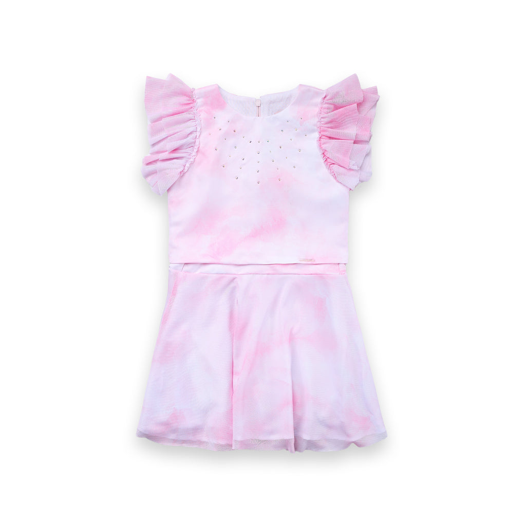 Conjunto Menina Festa Blusa Strass Saia Tule Godê