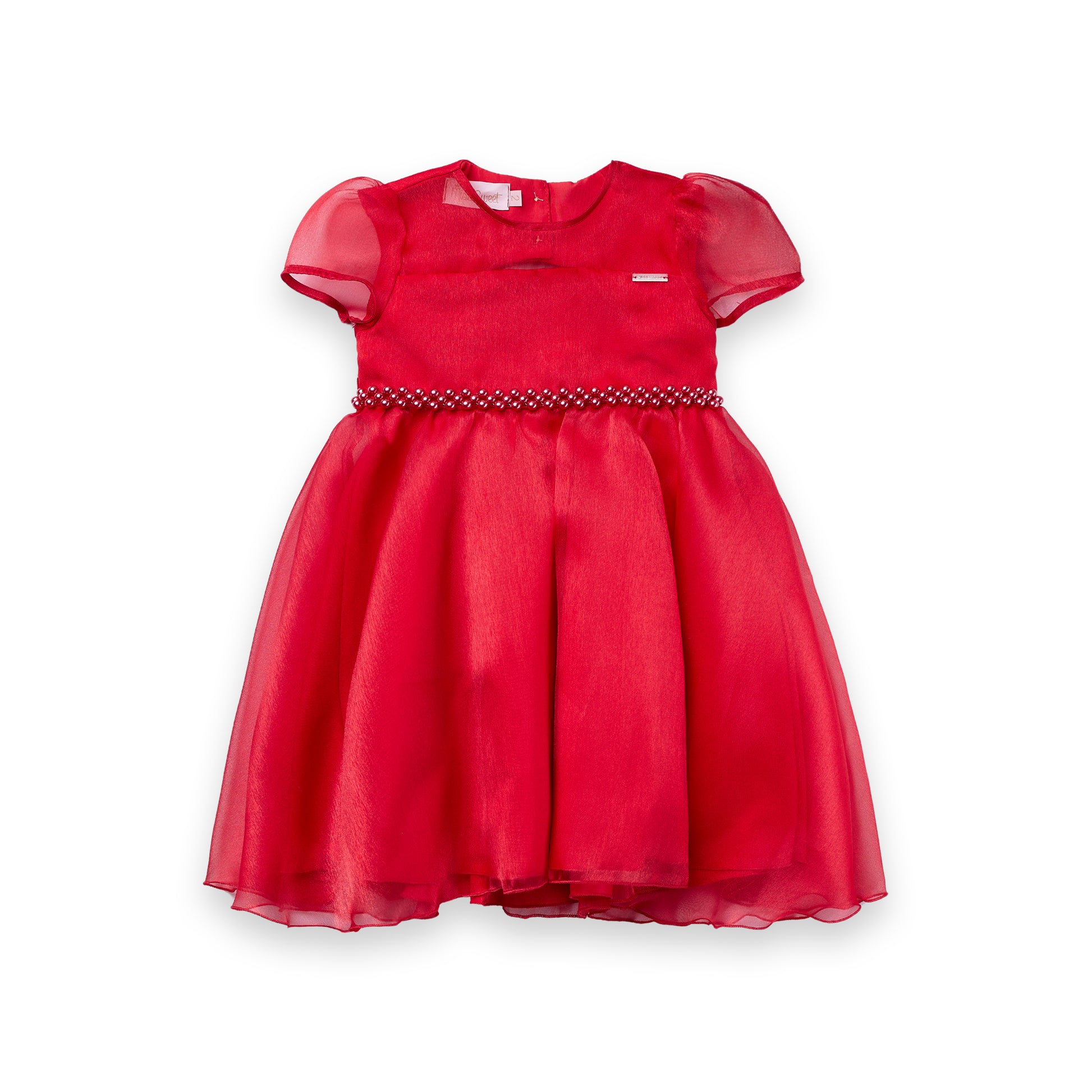 Vestido Menina Festa Organza Pérolas Saia Godê Luxo