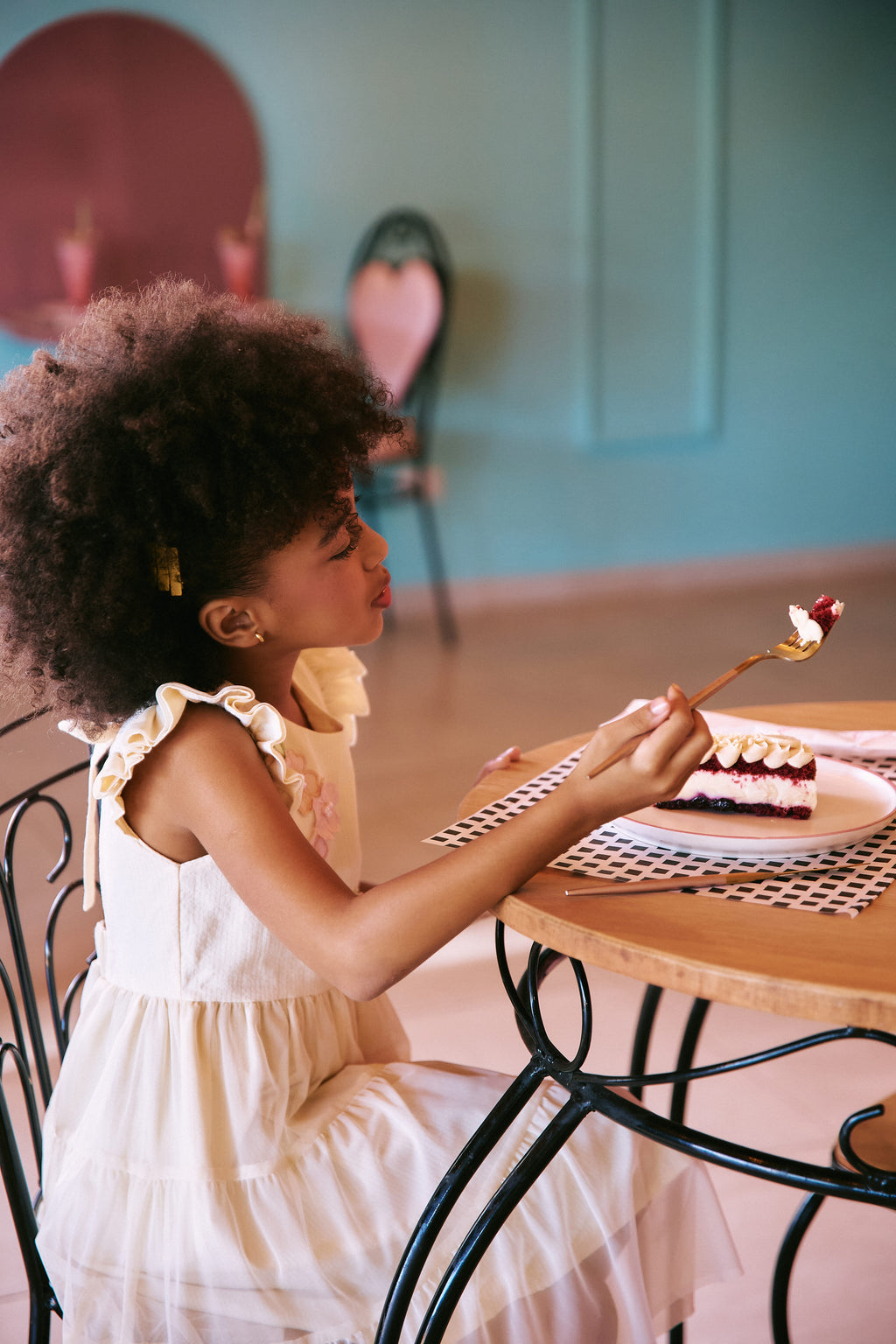 Vestido Menina Boho Ana Ruga Algodão Tule Camadas Festa