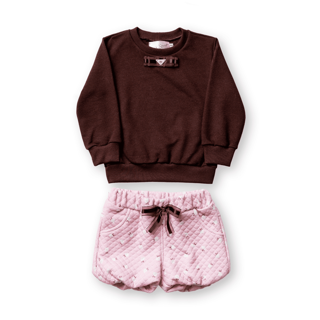 Conjunto Infantil Moletom Menina Short Balonê Inverno