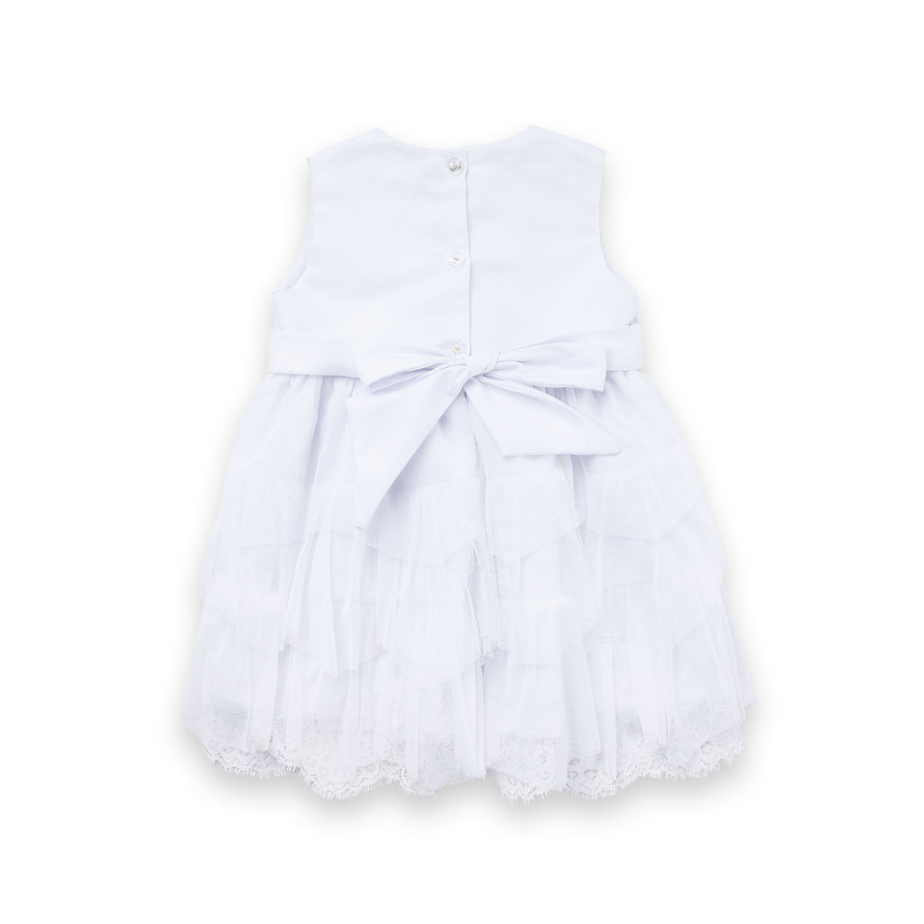 Vestido Bebê Batizado Festa Tule Tutu Pérolas Luxo