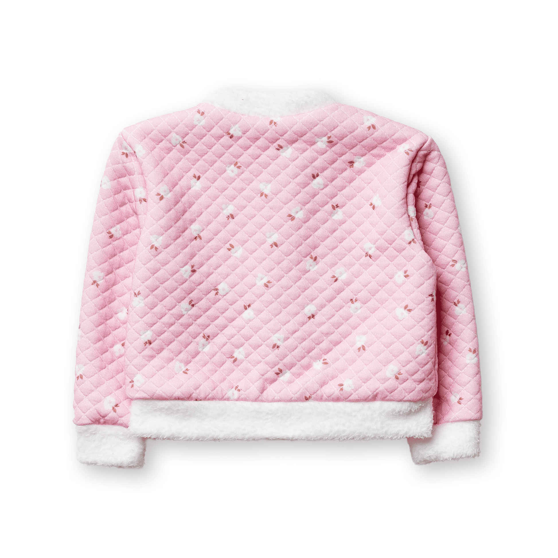 Casaco Infantil Menina Fleece Jacquard Floral Forrado Inverno