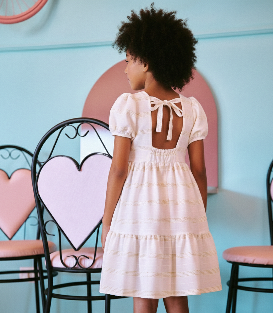 Vestido Sun Glam Menina Festa Viscose Lurex Brilho Babados