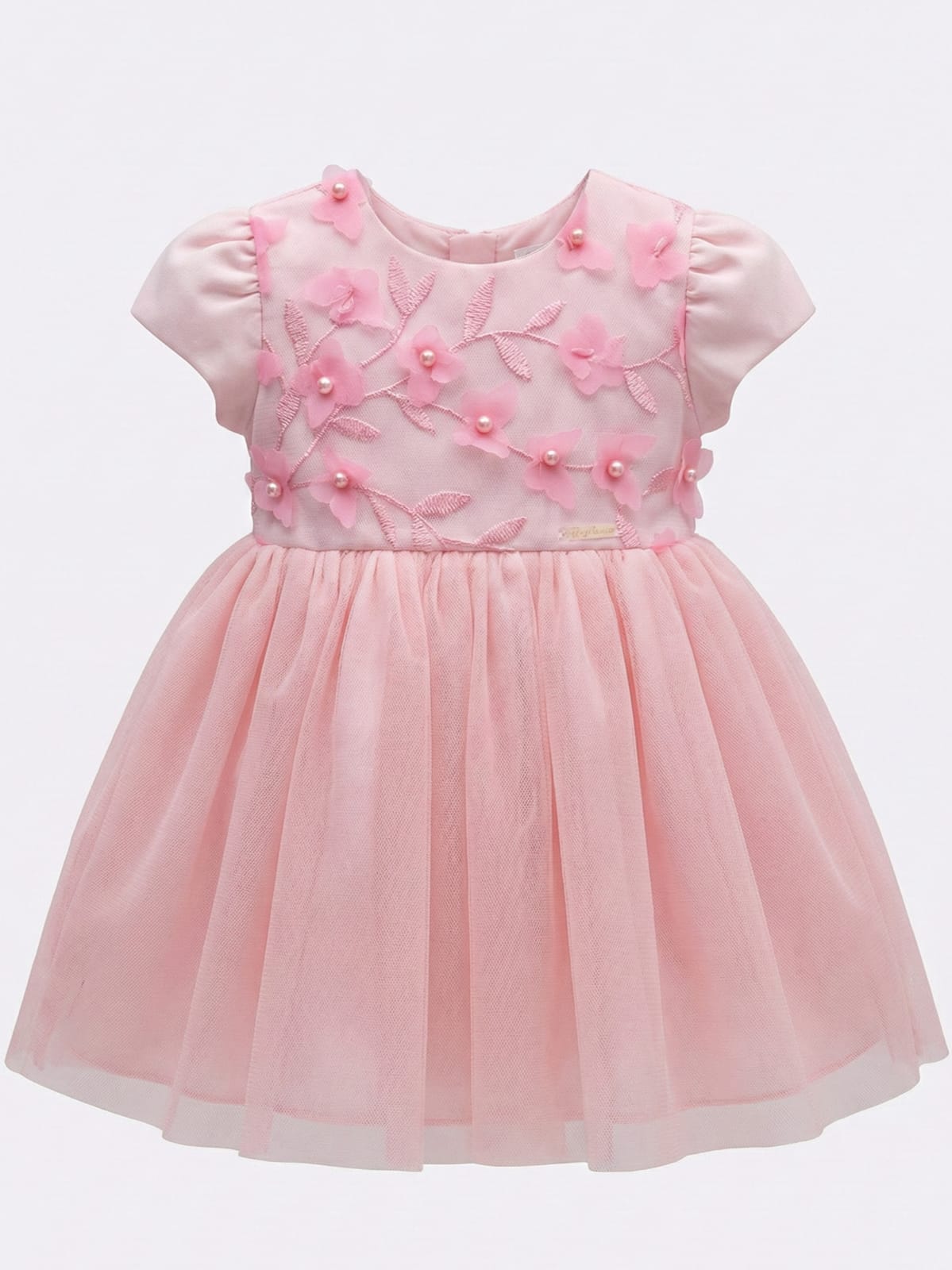 Vestido menina Flores 3d festa poliéster