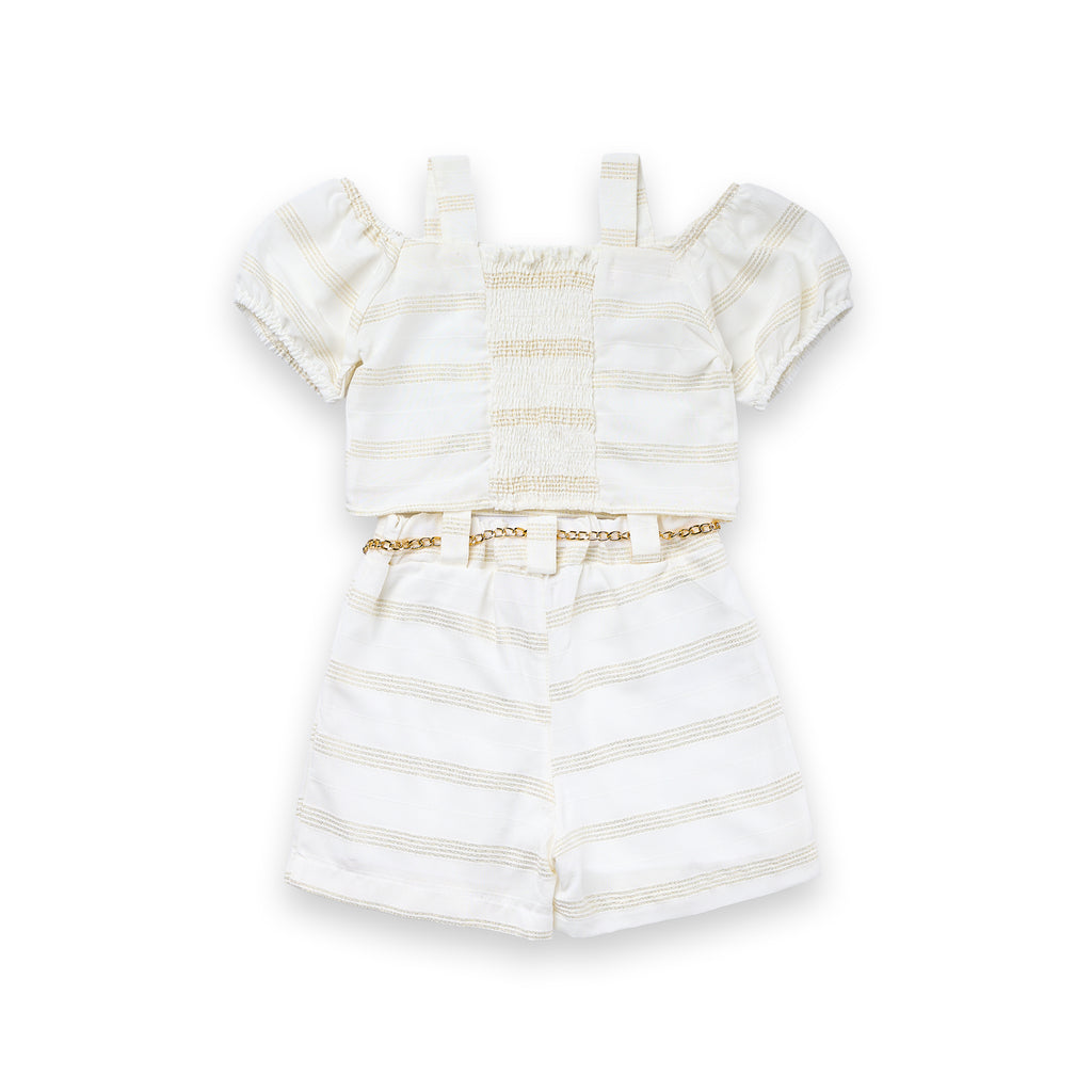 Conjunto Festa Menina Blusa Lurex Short Alfaiataria