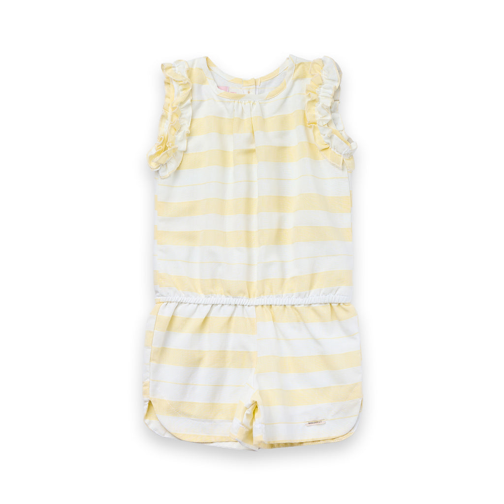 Macacão Infantil Menina Curto Listrado Viscose Verão