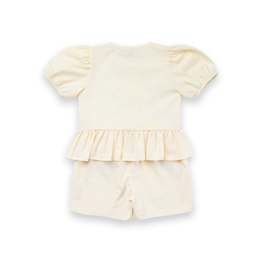 Conjunto Menina Romântico Manga Boneca Laços Gorgurão