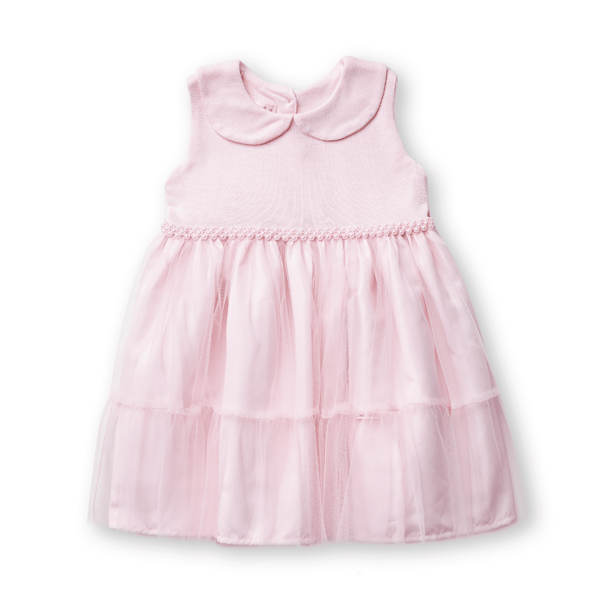 Vestido Tule e Tricot com Pérolas