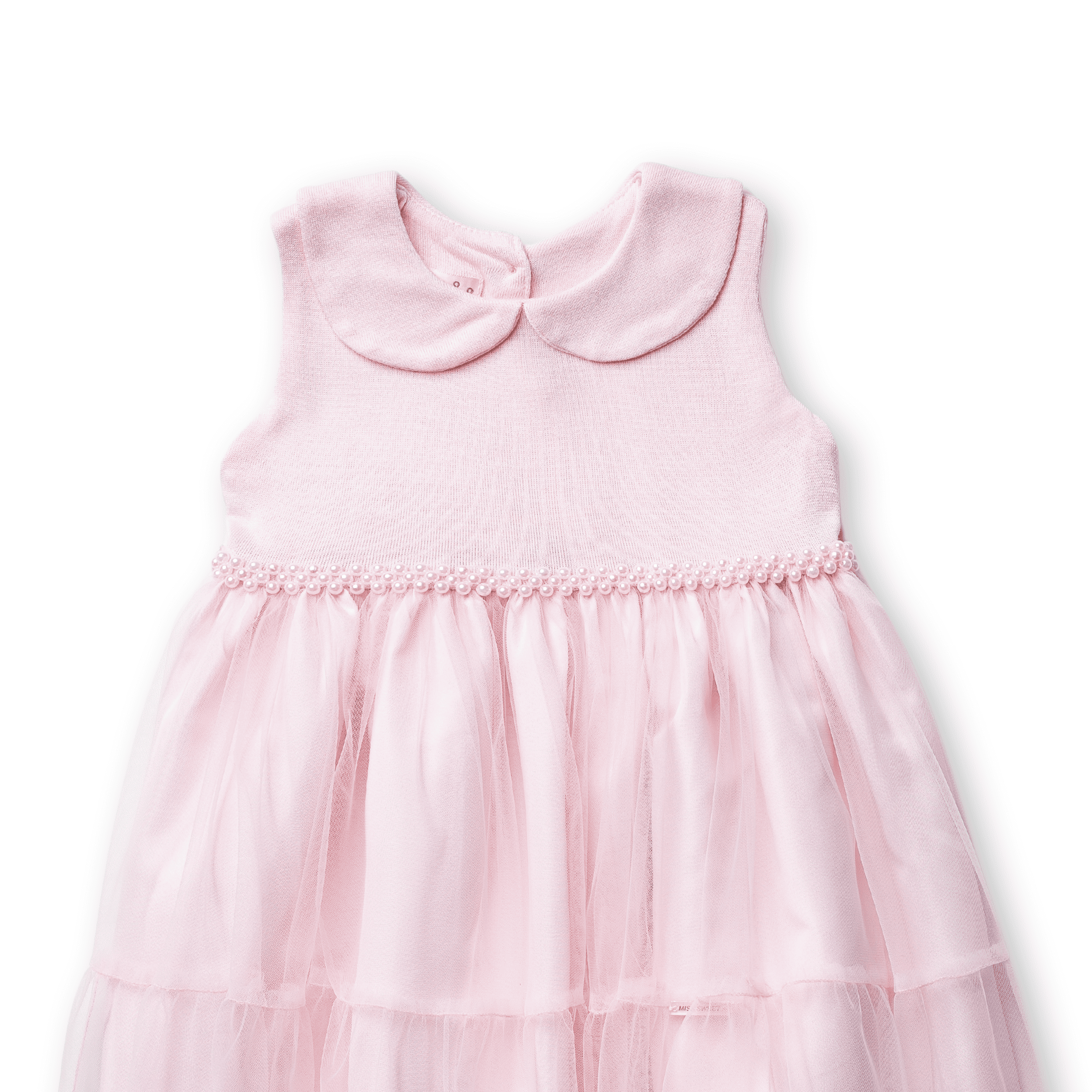 Vestido Tule e Tricot com Pérolas