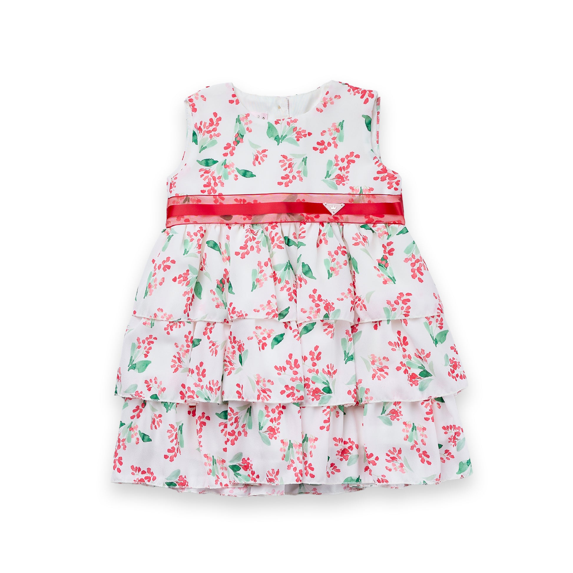 Vestido Crepe Verano Bebê Festa Estampado Voal Luxo