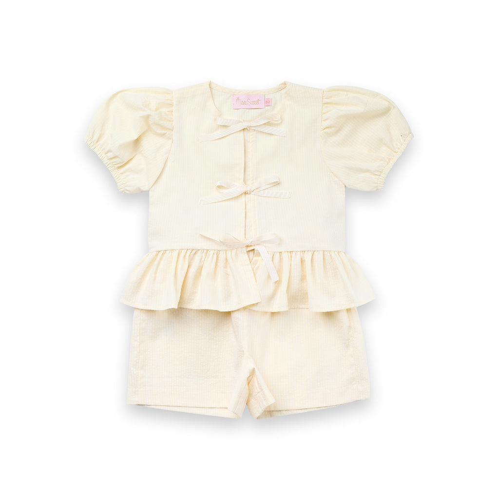 Conjunto Menina Romântico Manga Boneca Laços Gorgurão