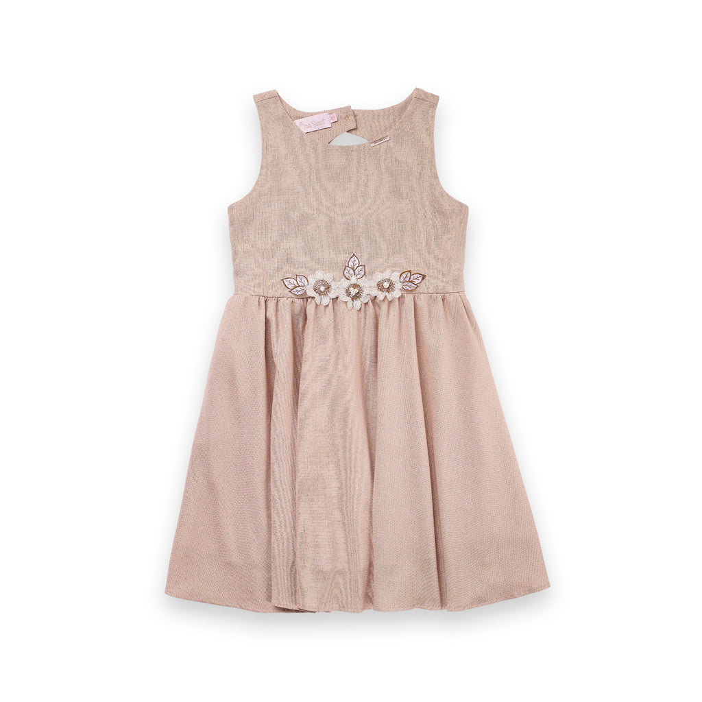 Vestido Menina Festa Linho Viscose Bordado Pérola Luxo